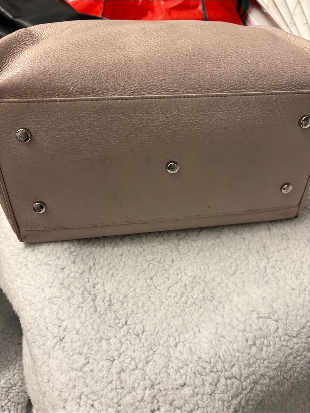 ⭐️Auth Christian Dior Pebbled Leather Boston Bowling Bag – Pale Blush Pink 2013 - Picture 12 of 17
